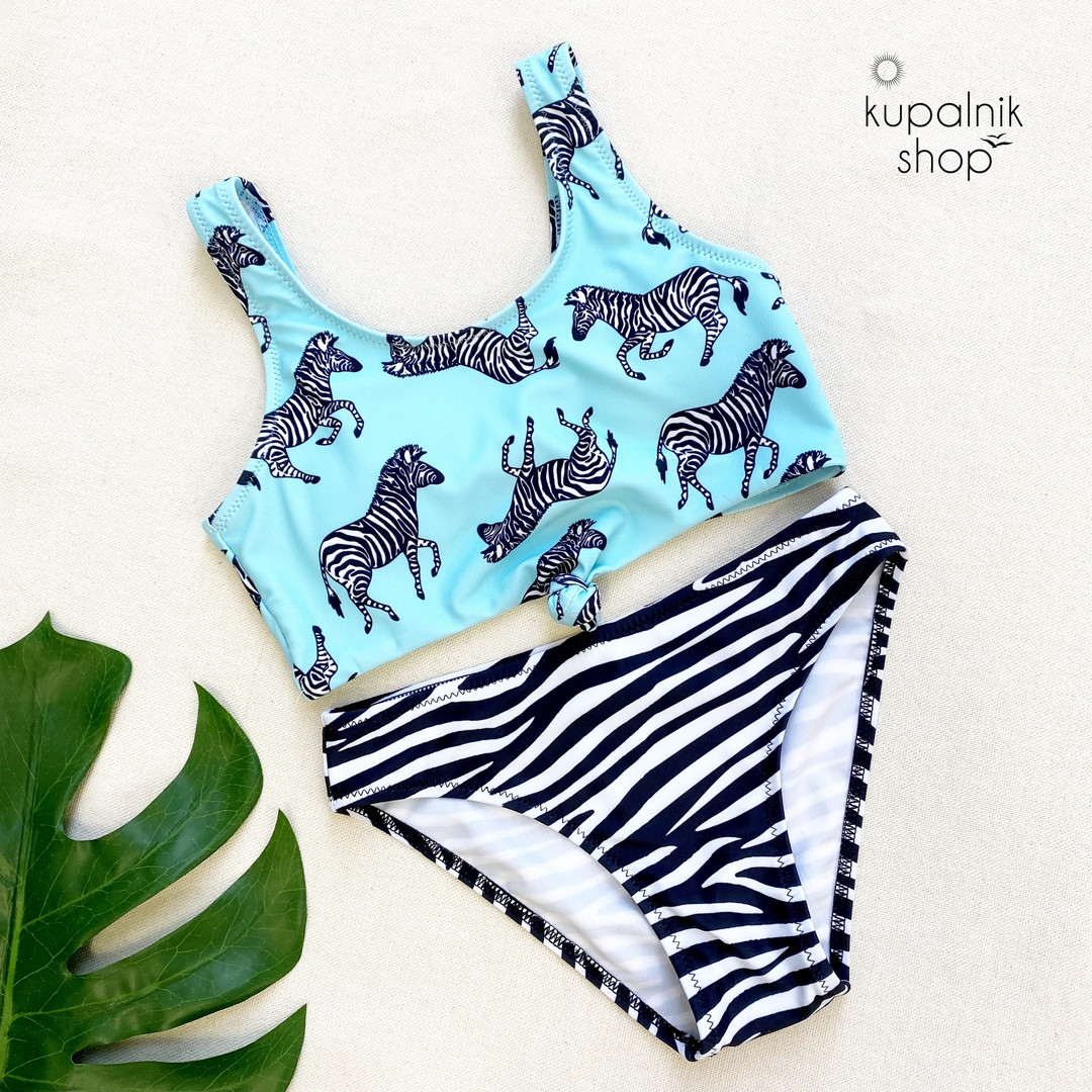 Модель "ZEBRA" КУПАЛЬНИК ДЕТСКИЙ РАЗДЕЛЬНЫЙ ГОЛУБОЙ
