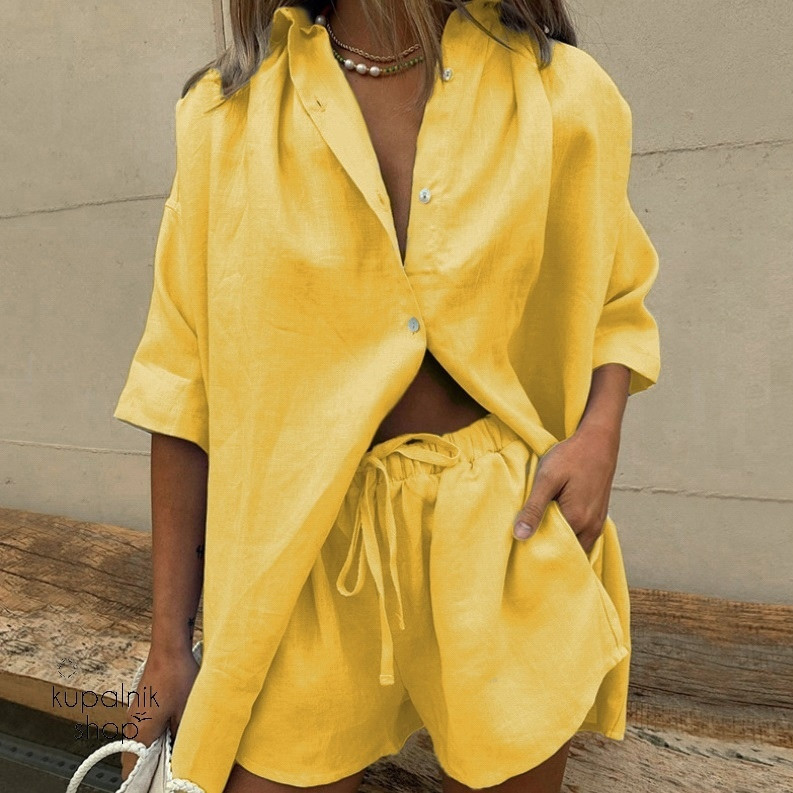 Модель "TRINY" костюм рубашка+шорты желтый 