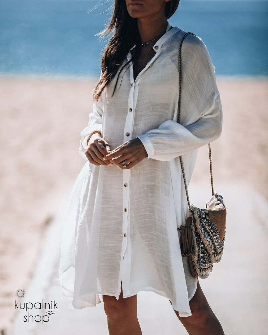 Модель "ANNA" туника-рубашка белая