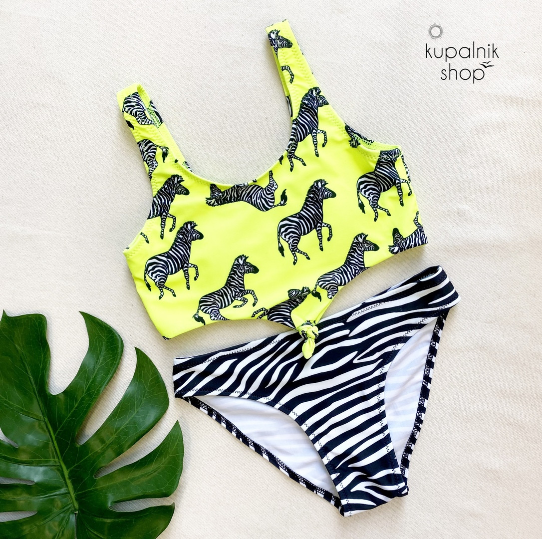 Модель "ZEBRA" купальник детский раздельный желтый