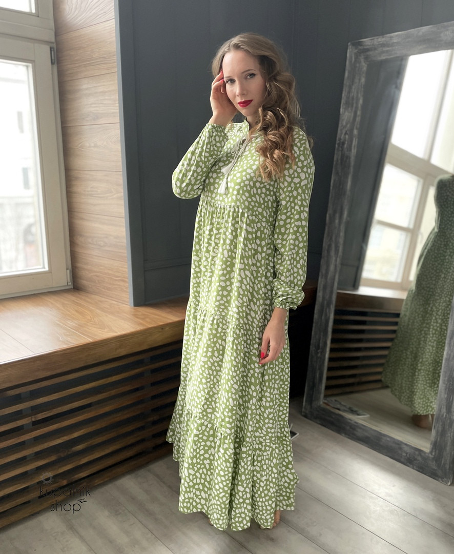 Модель "REGINA" платье зелёное пр-во Турция