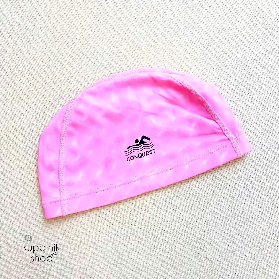 Шапочка для купания розовая тканевая