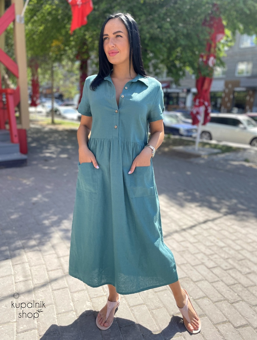 Модель "AZIKO" платье изумрудное 