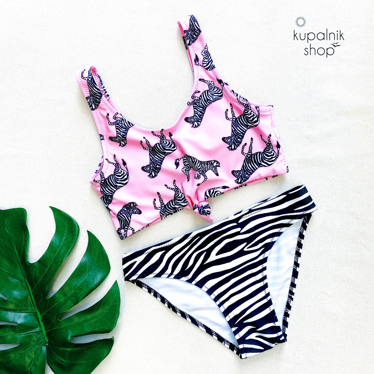 ZEBRA купальник детский раздельный розовый