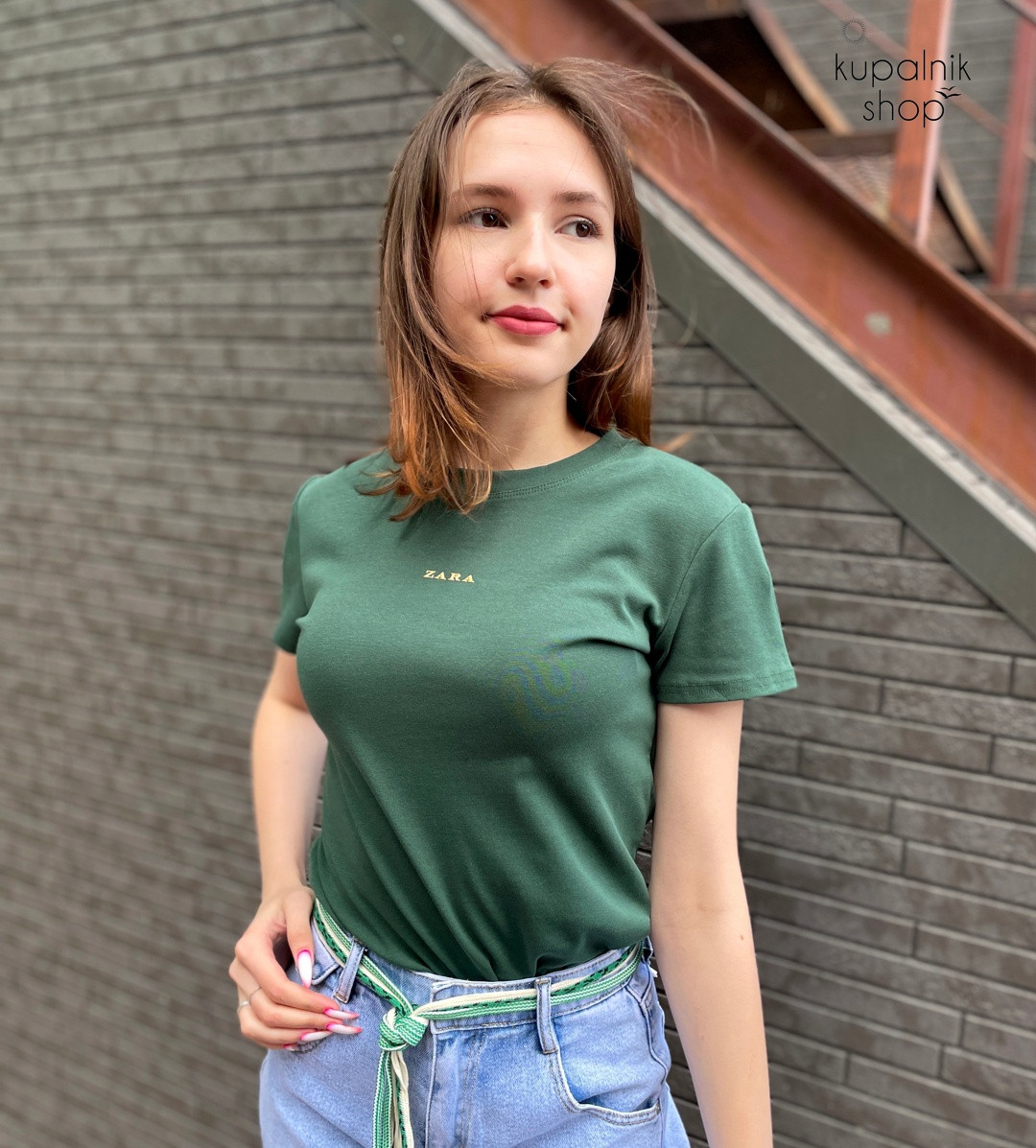 ZARA футболка зеленая