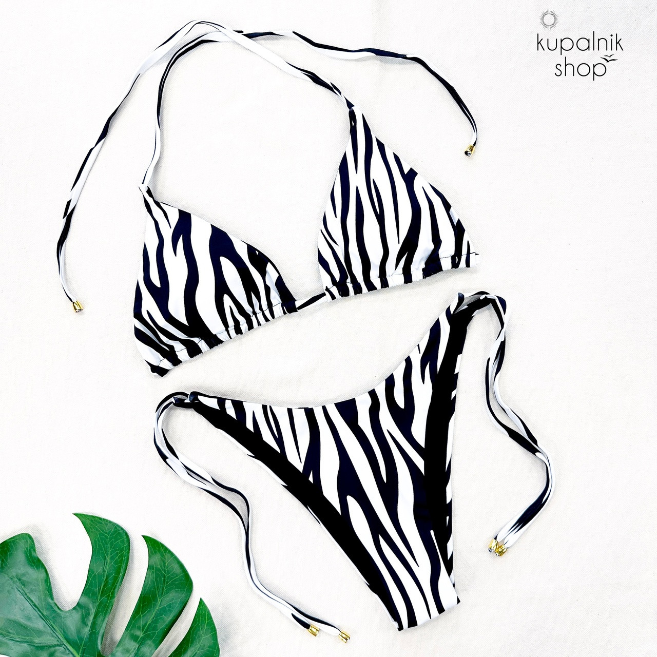 ZEBRA купальник раздельный бело-черный