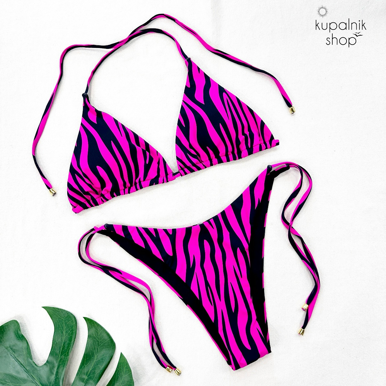 ZEBRA купальник раздельный розово-черный