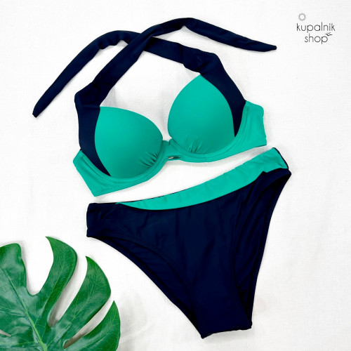 LEYA купальник раздельный черно-зеленый
